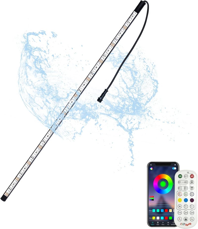 Longrun LED Strip Color Changing Garden Show Lights for Pond Spillway Waterfall, APP Control Waterproof Lighting Bar for Home Decoration Pool Fountain Landscape Lighting, Aquarium-22.36" - Image 1